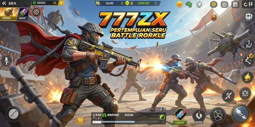 Tangkapan layar gameplay Battle Royale 777ZX yang intens.