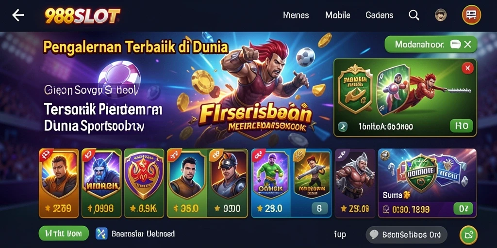 Screenshot utama 988SLOT menampilkan tampilan permainan Sportsbook yang menarik.
