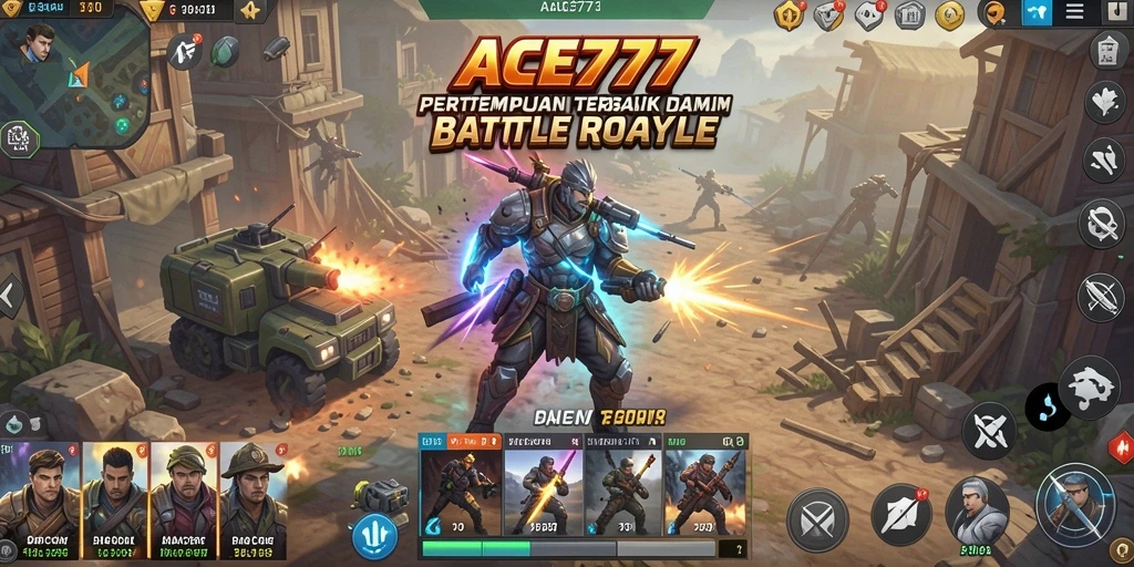 Tampilan gameplay ACE777 dengan aksi pertempuran seru di medan perang.