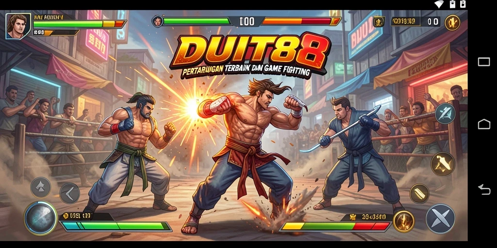 Tangkapan layar gameplay DUIT8 menunjukkan aksi pertarungan yang mendebarkan.