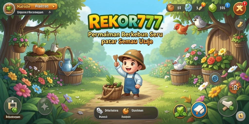 Screenshot gameplay REKOR777 dengan aktivitas berkebun yang seru.