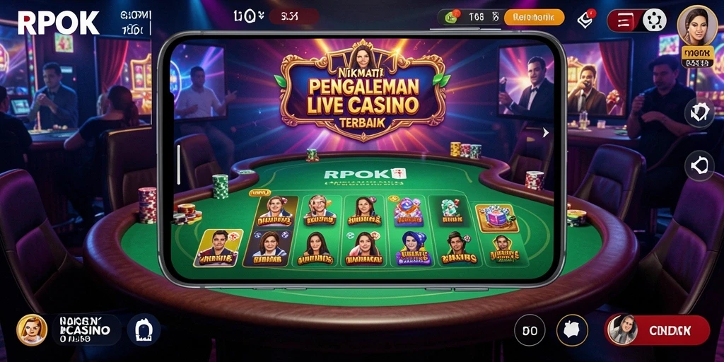Screenshot gameplay RPOK yang menunjukkan dealer dan pemain berinteraksi.