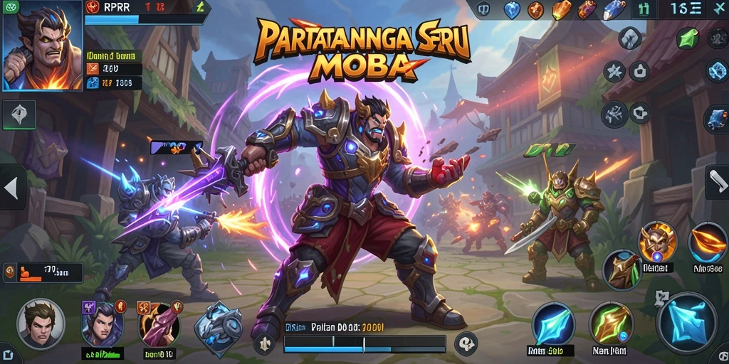 Tangkapan layar RPRR menampilkan aksi seru dalam pertempuran MOBA.