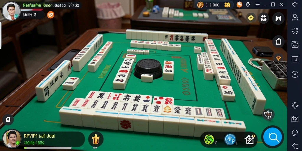 Screenshot gameplay RPVIP1 menampilkan aksi menyusun ubin Mahjong.