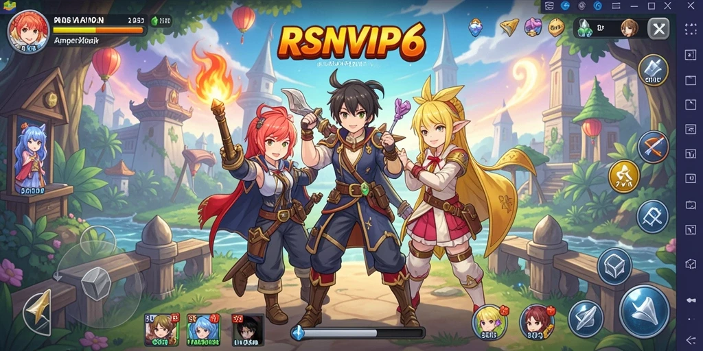 Screenshot menampilkan gameplay seru dalam RSNVIP6 dengan karakter Anime.