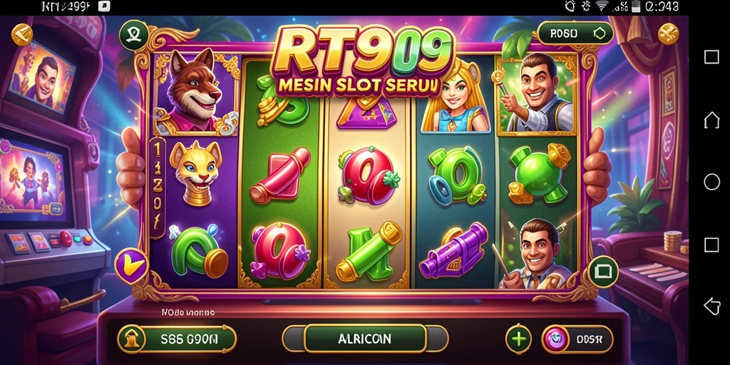 Screenshot utama RT99 menampilkan gameplay mesin slot yang memukau.