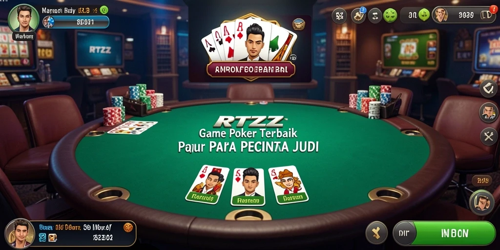 Screenshot RTZZ menampilkan gameplay Poker yang seru dan mendebarkan.