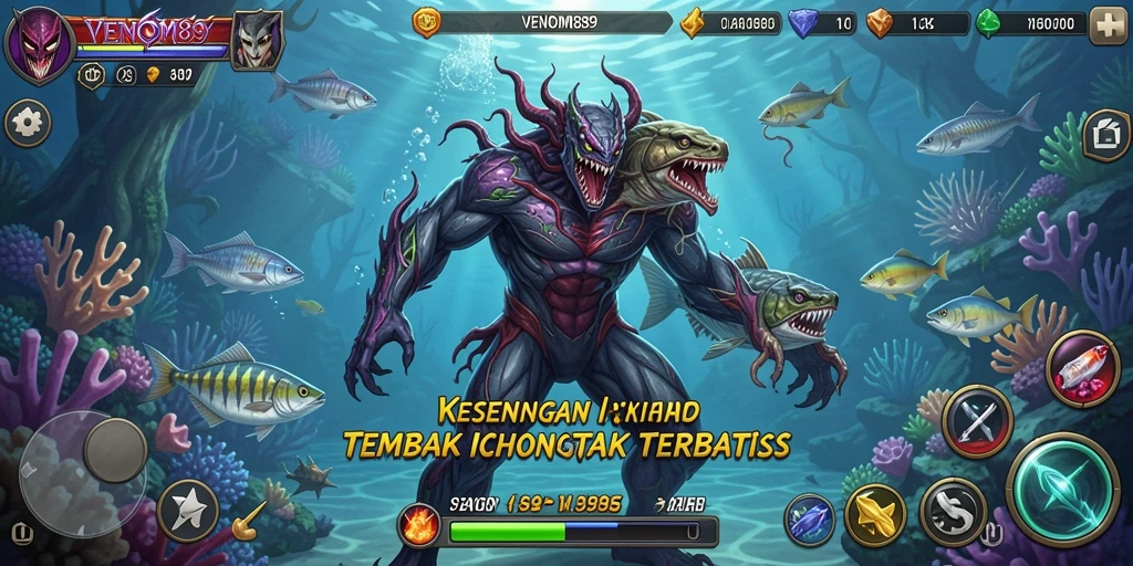 Screenshot gameplay VENOM889 menampilkan aksi menangkap ikan yang seru.